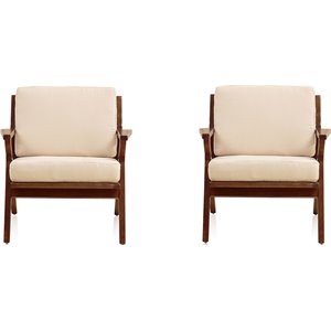 Manhattan Comfort Martelle Fabric Accent Chair in Cream/Amber (Set of 2)
