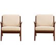 Manhattan Comfort Martelle Fabric Accent Chair in Cream/Amber (Set of 2)