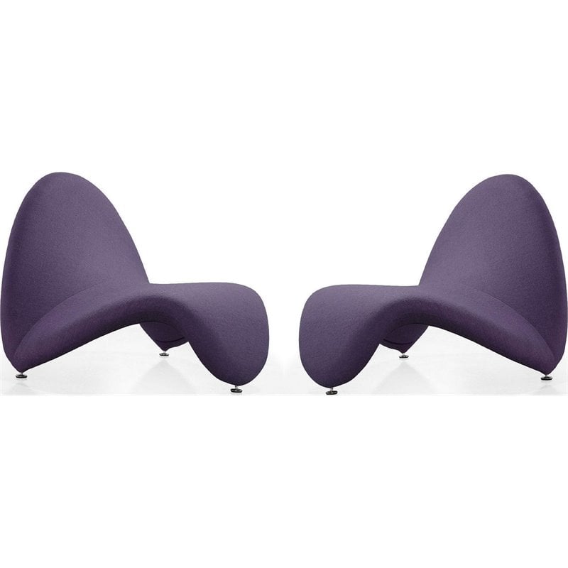 Manhattan Comfort MoMa Fabric Accent Chair in Purple (Set of 2)