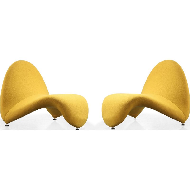 Manhattan Comfort MoMa Fabric Accent Chair in Yellow (Set of 2)