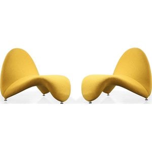 Manhattan Comfort MoMa Fabric Accent Chair in Yellow (Set of 2)