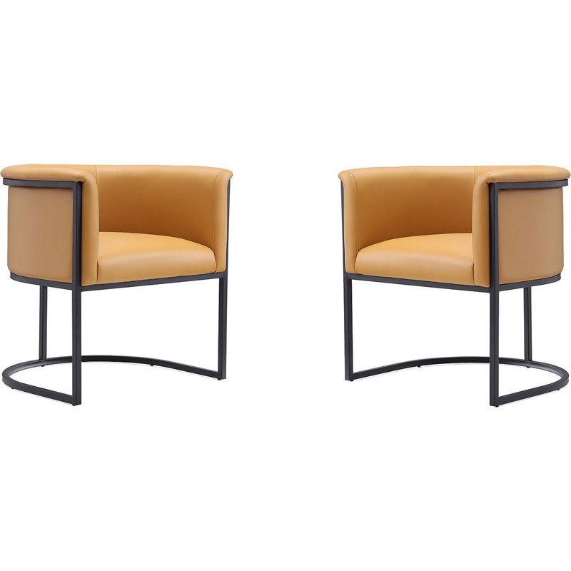 Manhattan Comfort Cosmopolitan Faux Leather Dining Chair in Brown (Set of 2)