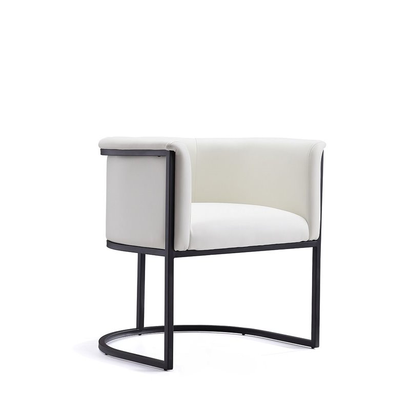 Manhattan Comfort Cosmopolitan Faux Leather Dining Chair in White (Set of 2)