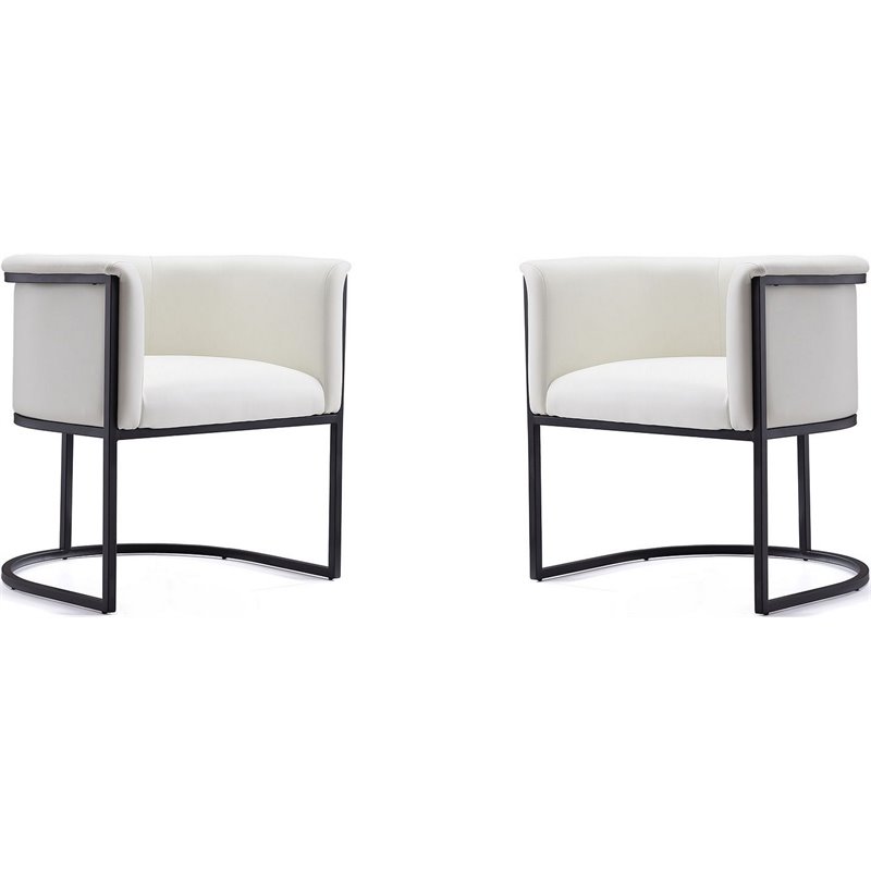 Manhattan Comfort Cosmopolitan Faux Leather Dining Chair in White (Set of 2)