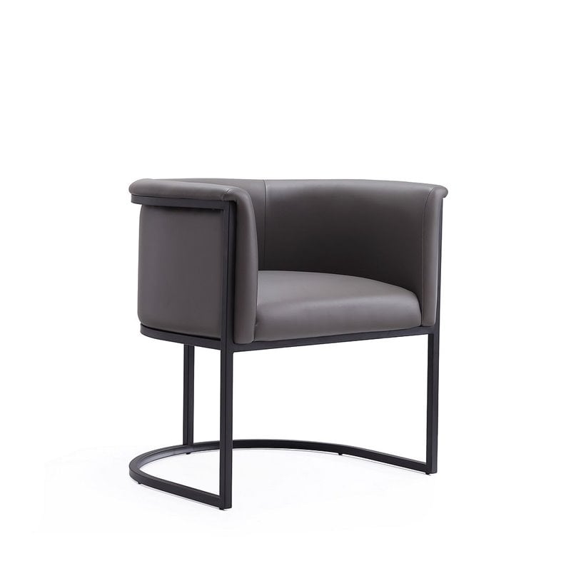 Manhattan Comfort Cosmopolitan Faux Leather Dining Chair in Pebble (Set of 2)
