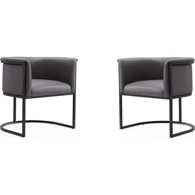 Manhattan Comfort Cosmopolitan Faux Leather Dining Chair in Pebble (Set of 2)
