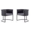 Manhattan Comfort Cosmopolitan Faux Leather Dining Chair in Gray/Black(Set of 2)