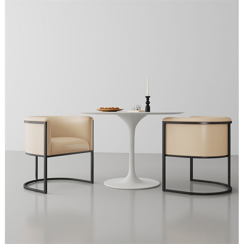 Manhattan Comfort Cosmopolitan Faux Leather Dining Chair in Tan (Set of 2)