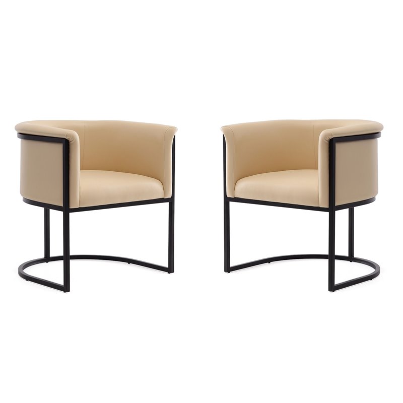 Manhattan Comfort Cosmopolitan Faux Leather Dining Chair in Tan (Set of 2)