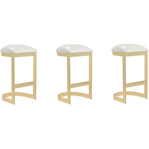Manhattan Comfort Aura 28.54&quot Faux Leather Barstool in White (Set of 3)