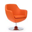 Manhattan Comfort Caisson Faux Leather Swivel Accent Chair in Orange (Set of 2)