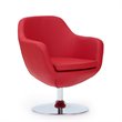 Manhattan Comfort Caisson Faux Leather Swivel Accent Chair in Red (Set of 2)