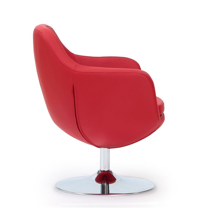 Manhattan Comfort Caisson Faux Leather Swivel Accent Chair in Red (Set of 2)