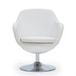 Manhattan Comfort Caisson Faux Leather Swivel Accent Chair in White (Set of 2)