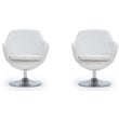 Manhattan Comfort Caisson Faux Leather Swivel Accent Chair in White (Set of 2)
