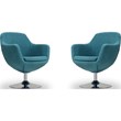 Manhattan Comfort Caisson Twill Fabric Swivel Accent Chair in Blue (Set of 2)