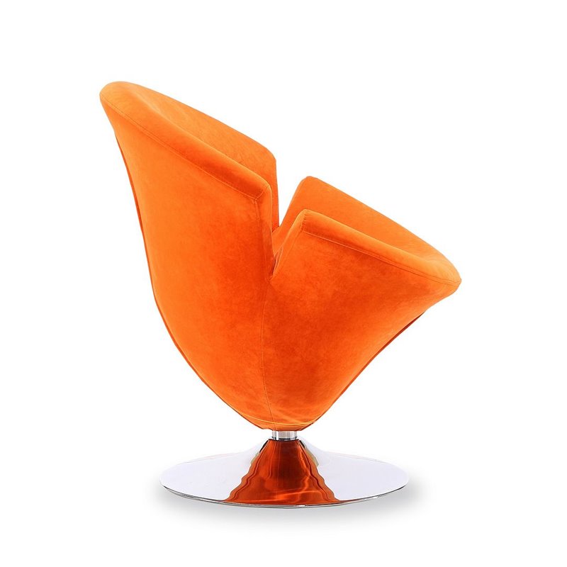 Manhattan Comfort Tulip Velvet Swivel Accent Chair in Orange (Set of 2)