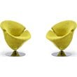 Manhattan Comfort Tulip Velvet Swivel Accent Chair in Green (Set of 2)