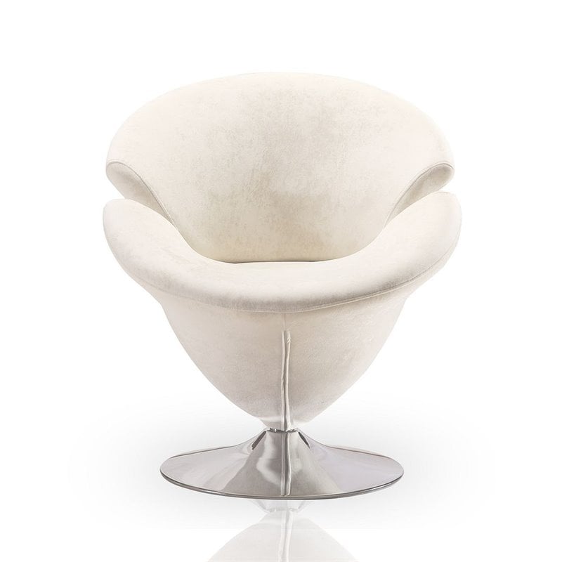 Manhattan Comfort Tulip Velvet Swivel Accent Chair in White (Set of 2)