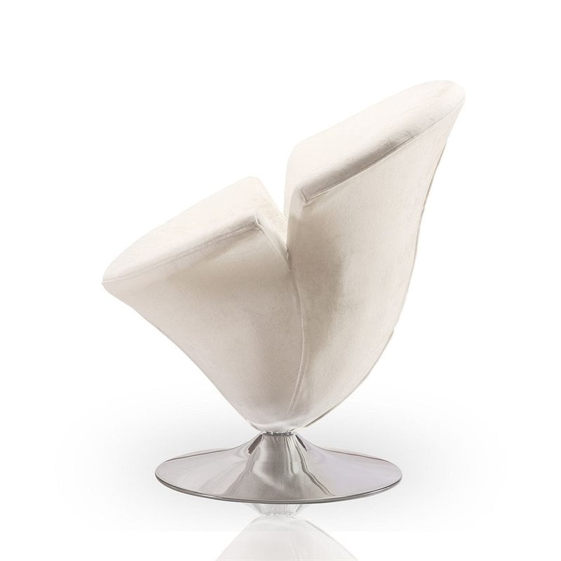 Manhattan Comfort Tulip Velvet Swivel Accent Chair in White (Set of 2)