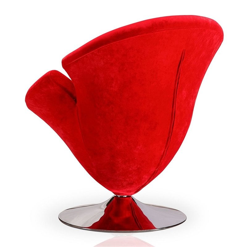 Manhattan Comfort Tulip Velvet Swivel Accent Chair in Red (Set of 2)