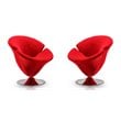 Manhattan Comfort Tulip Velvet Swivel Accent Chair in Red (Set of 2)