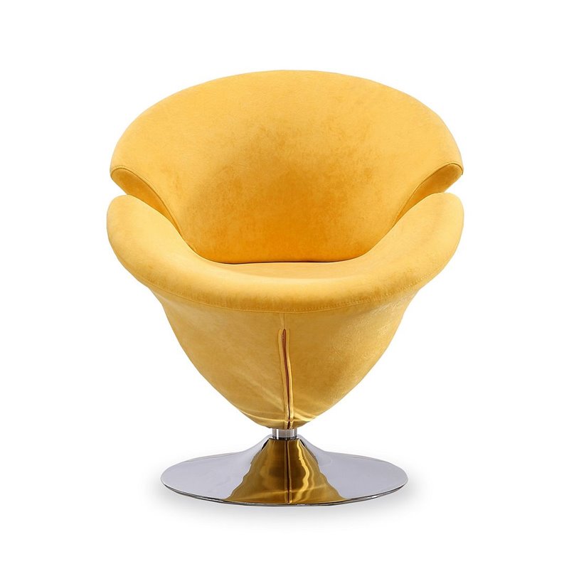 Manhattan Comfort Tulip Velvet Swivel Accent Chair in Yellow (Set of 2)
