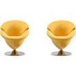 Manhattan Comfort Tulip Velvet Swivel Accent Chair in Yellow (Set of 2)