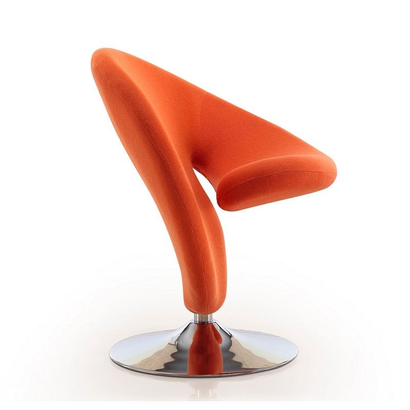 Manhattan Comfort Curl Fabric Swivel Accent Chair in Orange (Set of 2)