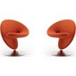 Manhattan Comfort Curl Fabric Swivel Accent Chair in Orange (Set of 2)