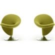 Manhattan Comfort Curl Fabric Swivel Accent Chair in Green (Set of 2)