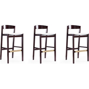Manhattan Comfort Klismos 30.5&quot Faux Leather Barstool in Ivory (Set of 3)