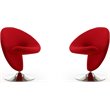 Manhattan Comfort Curl Fabric Swivel Accent Chair in Red (Set of 2)