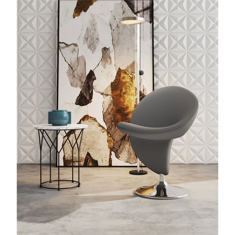 Manhattan Comfort Curl Fabric Swivel Accent Chair in Gray (Set of 2)