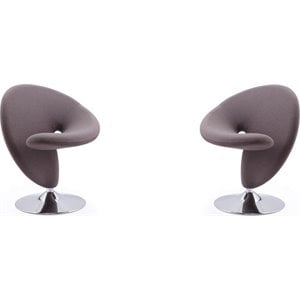 Manhattan Comfort Curl Fabric Swivel Accent Chair in Gray (Set of 2)