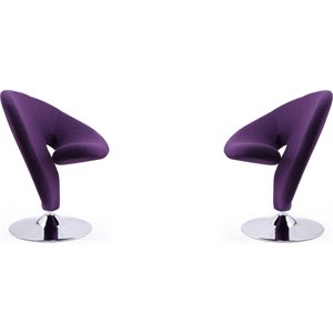 Manhattan Comfort Curl Fabric Swivel Accent Chair in Purple (Set of 2)