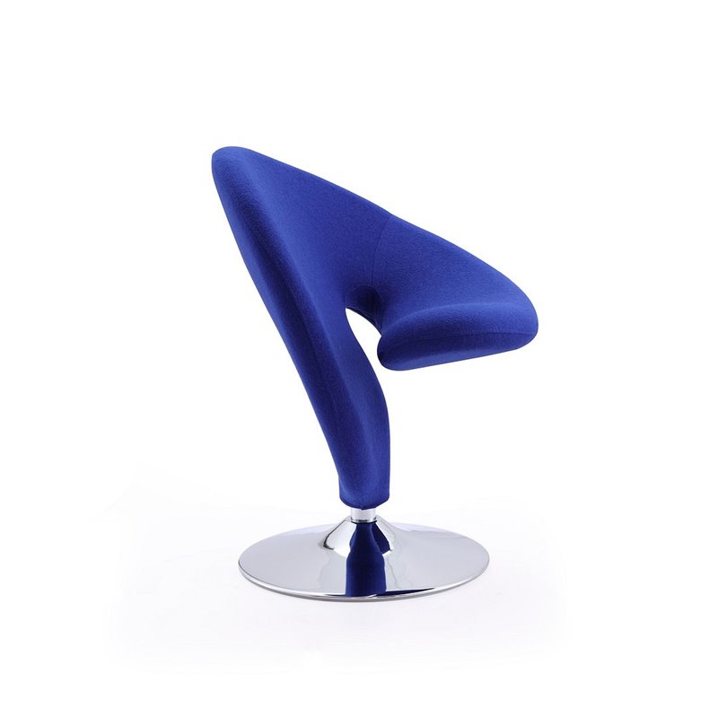 Manhattan Comfort Curl Fabric Swivel Accent Chair in Blue (Set of 2)