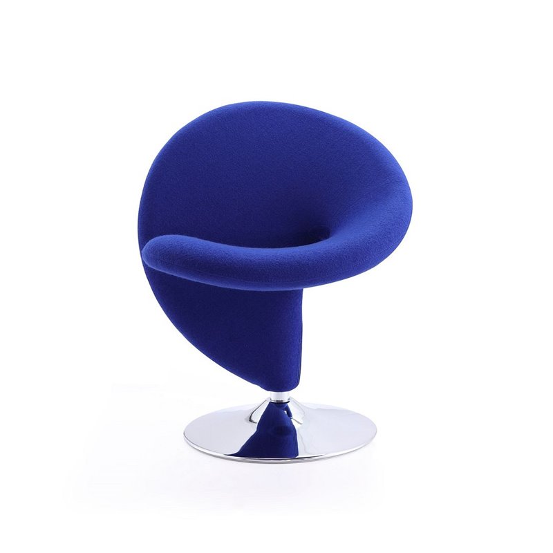 Manhattan Comfort Curl Fabric Swivel Accent Chair in Blue (Set of 2)