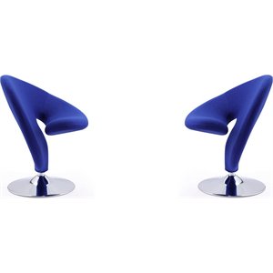 curl fabric 2 pc. swivel accent chair in blue