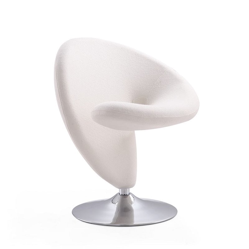 Manhattan Comfort Curl Fabric Swivel Accent Chair in Cream (Set of 2)