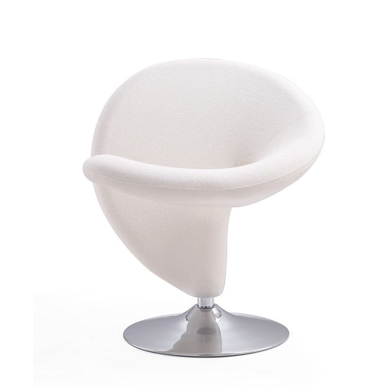 Manhattan Comfort Curl Fabric Swivel Accent Chair in Cream (Set of 2)