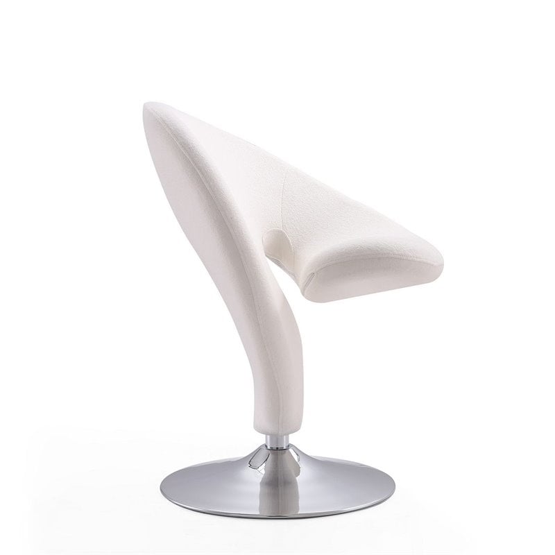 Manhattan Comfort Curl Fabric Swivel Accent Chair in Cream (Set of 2)