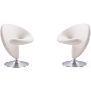 Manhattan Comfort Curl Fabric Swivel Accent Chair in Cream (Set of 2)