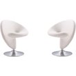 Manhattan Comfort Curl Fabric Swivel Accent Chair in Cream (Set of 2)