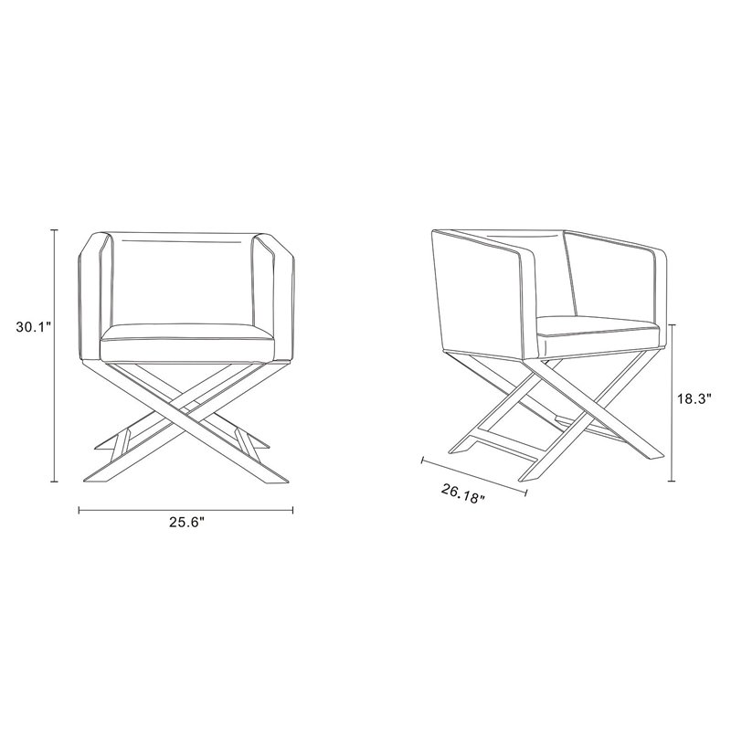 Manhattan Comfort HollyWood Faux Leather Accent Lounge Chair in White (Set of 2)