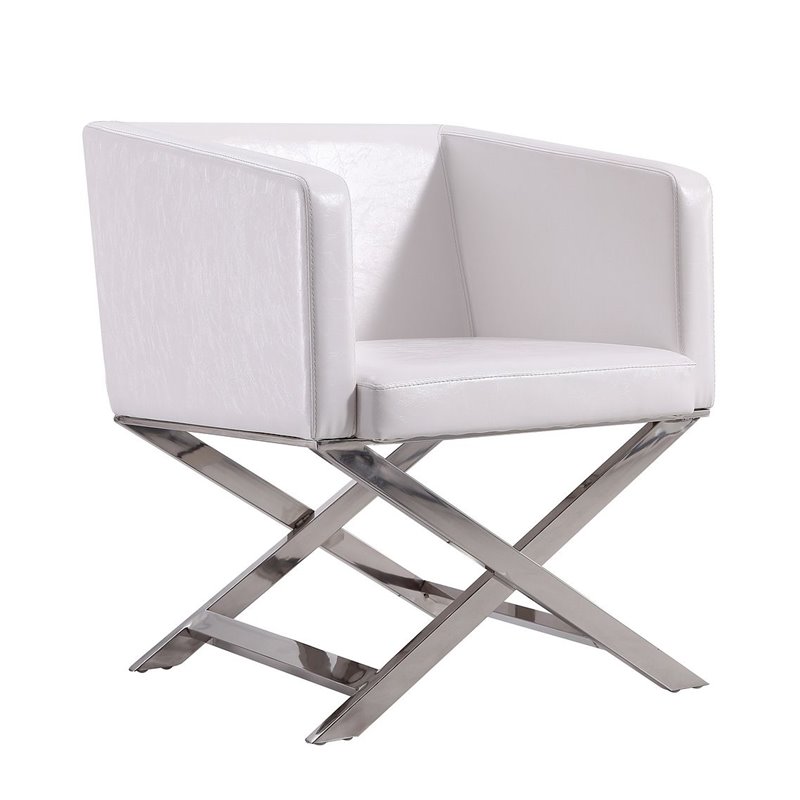 Manhattan Comfort HollyWood Faux Leather Accent Lounge Chair in White (Set of 2)