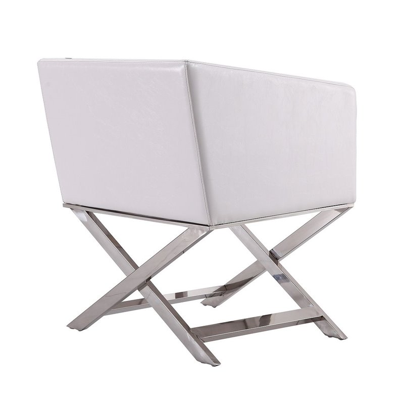 Manhattan Comfort HollyWood Faux Leather Accent Lounge Chair in White (Set of 2)