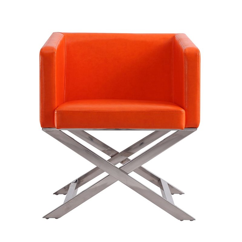 Manhattan Comfort HollyWood Faux Leather Lounge Chair in Orange (Set of 2)
