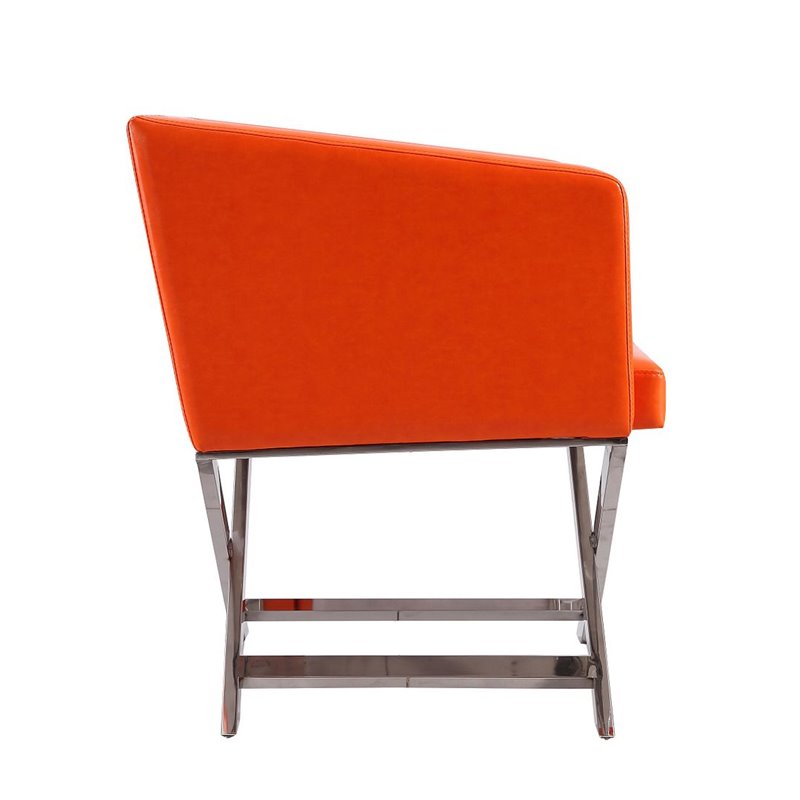 Manhattan Comfort HollyWood Faux Leather Lounge Chair in Orange (Set of 2)