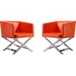 Manhattan Comfort HollyWood Faux Leather Lounge Chair in Orange (Set of 2)